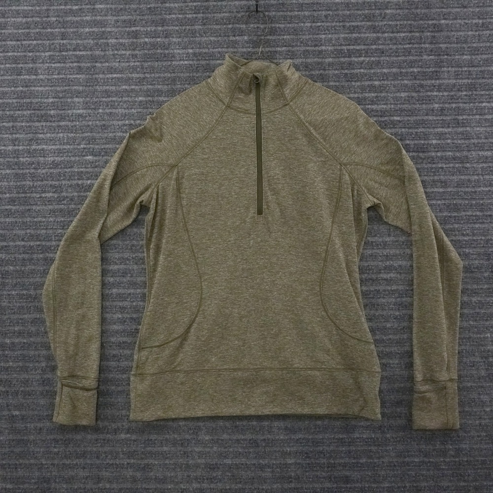 Lululemon Quarter Zip Pullover Womens 6 Green Heathered Thumbhole Activewear